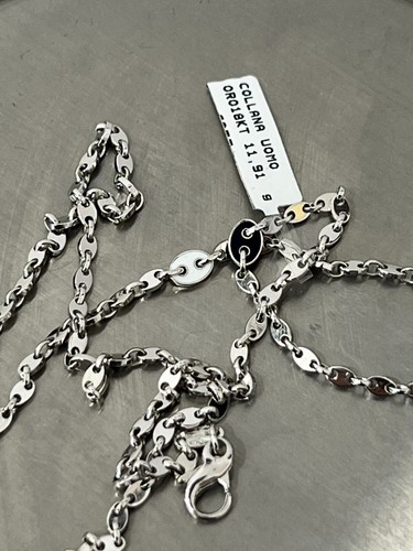 COLLANA ORO BIANCO 18KT TITOLO 750 CON ROSA DEI VENTI PESO GRAMMI 11,91 - Foto 5 di 5