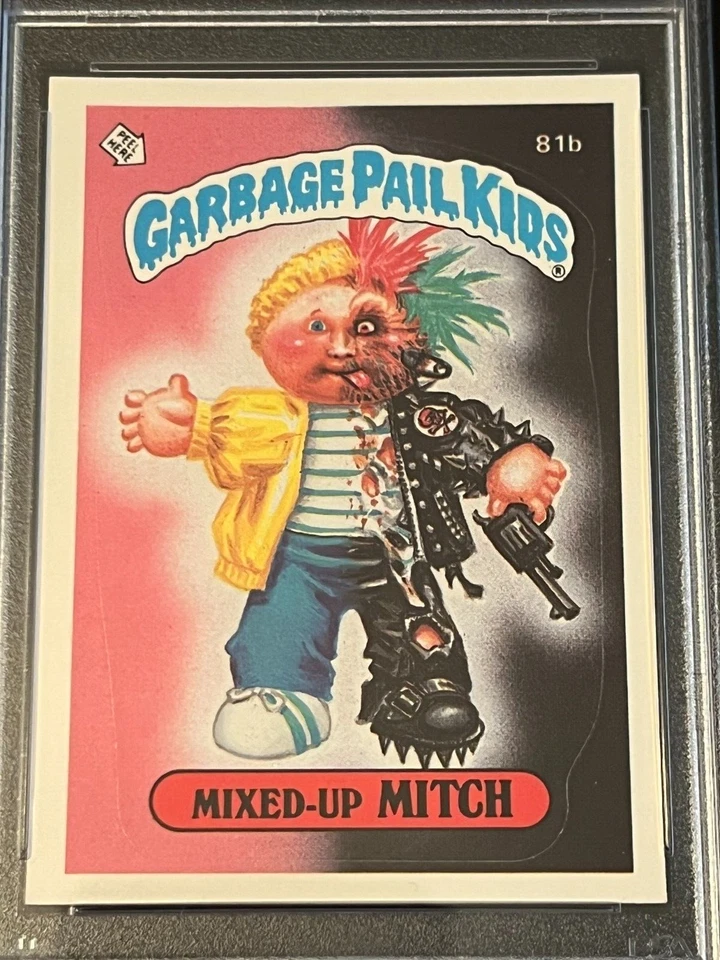 Garbage Pail Kids #81b 1985 brillante mezclado mitch brillante PSA 9 losa nueva Foto 3 de 4