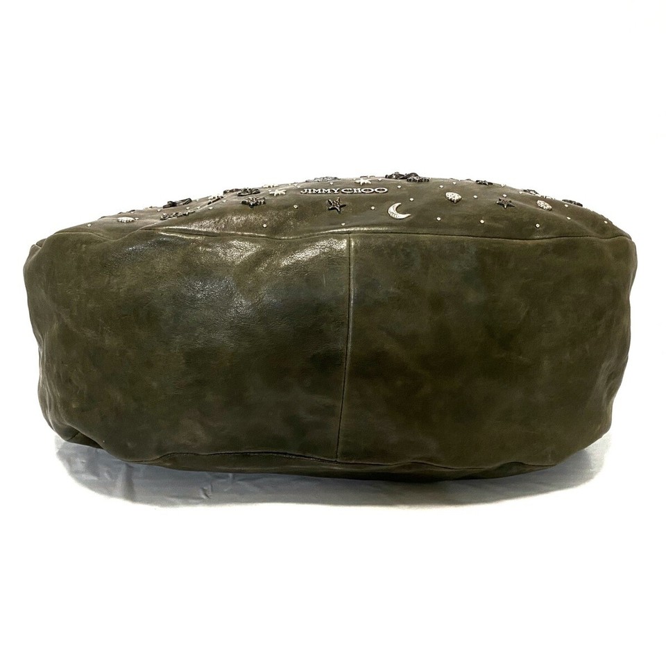 Auth JIMMY CHOO Zodiac Gray Silver Leather Shoulder Bag eBay