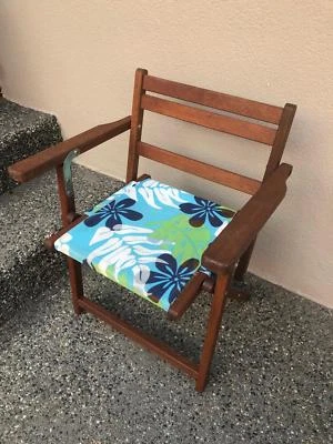 Kids High Quality Wooden Deck Chair With Canvas Material Seat