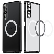For Sony Xperia 1 V 5 V / 10 V Magnetic Metal Frame Clear back shockproof case