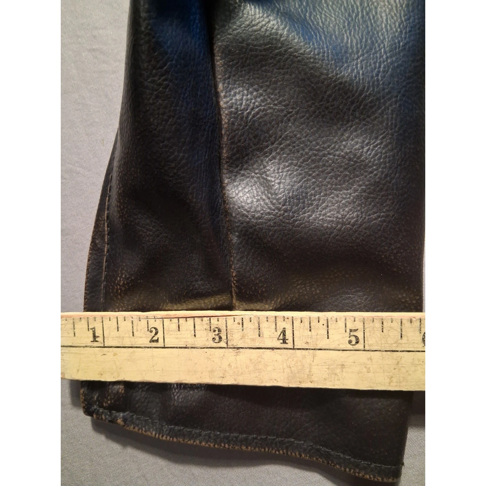 Guess Jacket Mens L Dark Brown Leather Cafe Racer Sherpa Lined Full Zip - product detail image 5