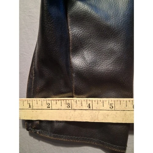 Guess Jacket Mens L Dark Brown Leather Cafe Racer Sherpa Lined Full Zip image 5