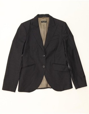 MASSIMO DUTTI Womens 2 Button Blazer Jacket EU 40 Medium Black Pinstripe DX85