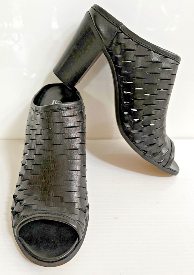 Piampiani black italian leather mule heels Size 37