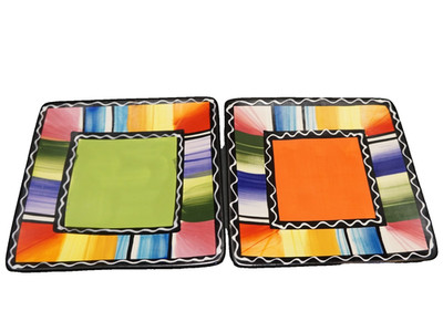 Nancy Green Serape Canape Plates Pair 6 IN