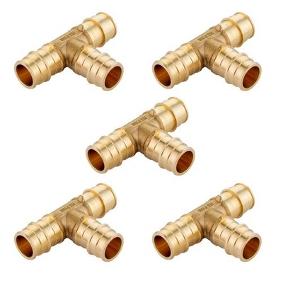 5 Pack 1/2x1/2x1/2 Inch Pex A Full Flow Expansion Brass Tee PEX1960041-5PCS