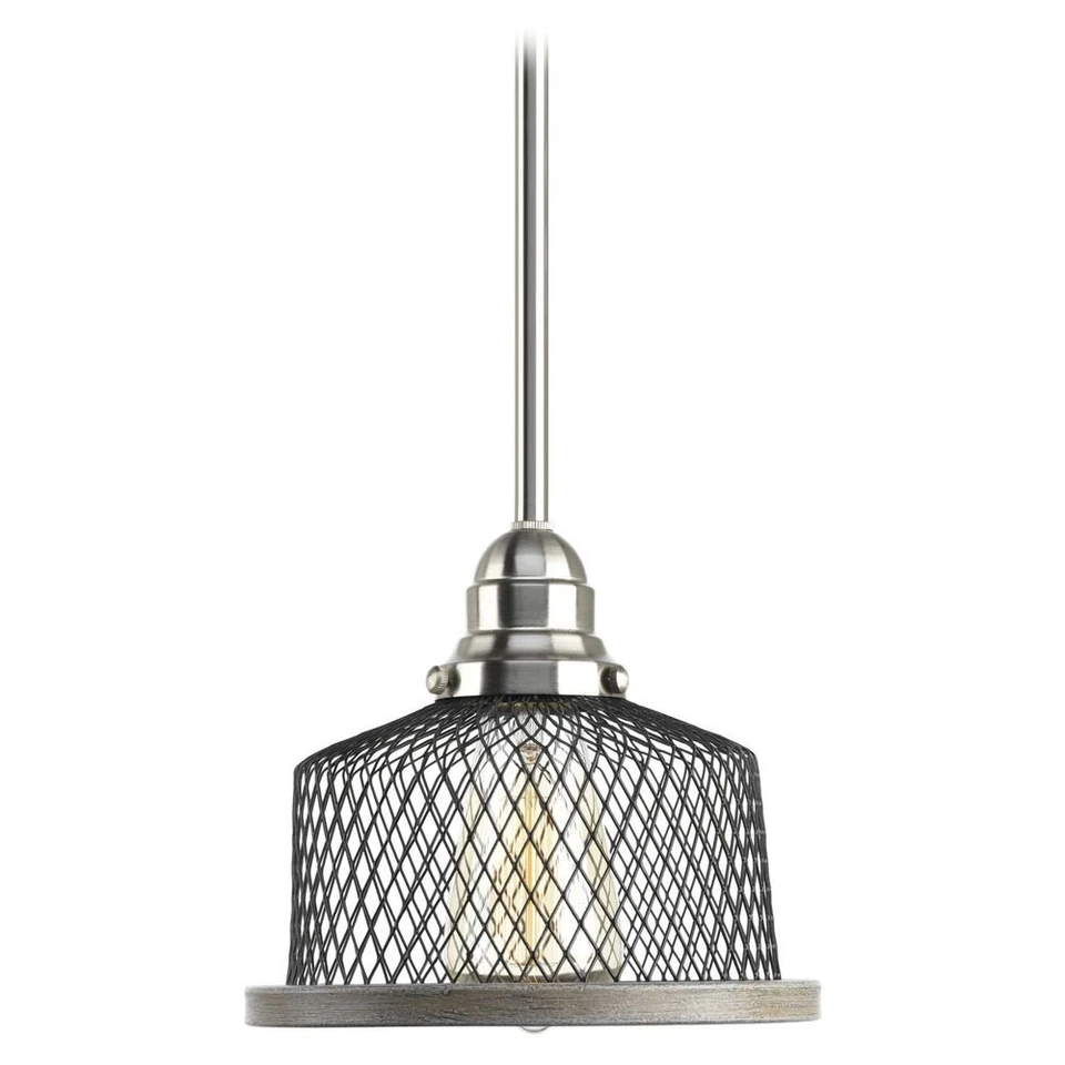Tilley Single Ceiling Light 8 Brushed Nickel Mini-Pendant Metal Mesh P500078-009 - Image 2 of 4