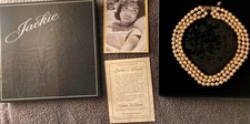 Jackie Kennedy Pearl Necklace Franklin Mint 3-Strand Signed FM In Box Vintage