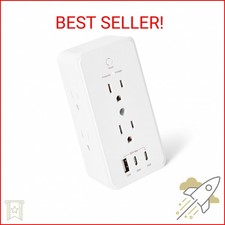 Amazon Basics Wall Mount Surge Protector Power Strip with 9-in-1 Hub, 1080 Joule