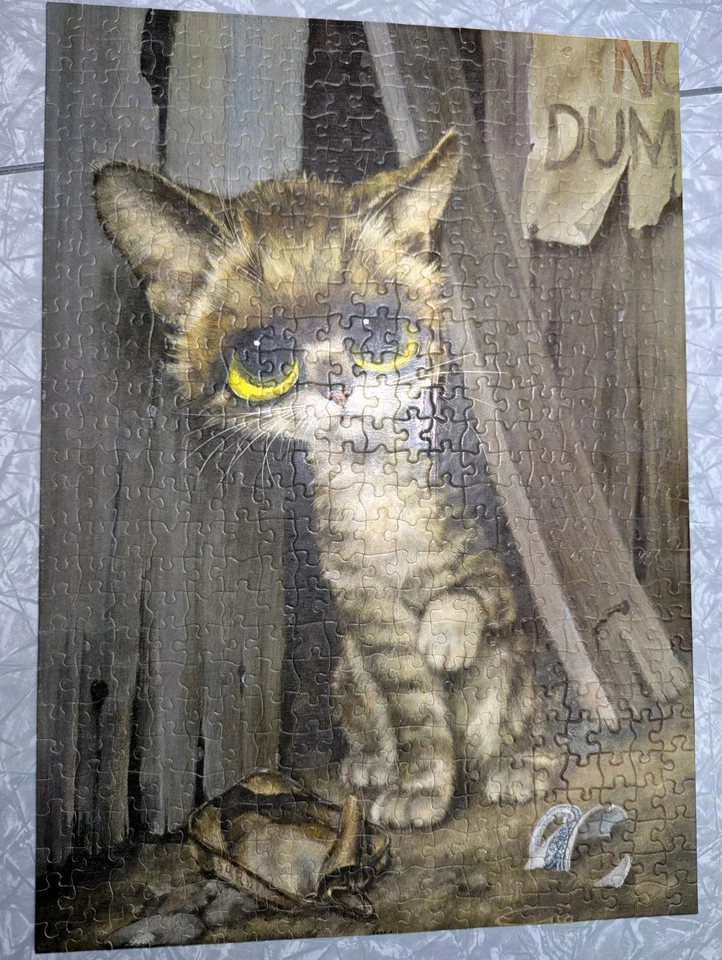 Vintage 1968 MB Pity Kitty Jigsaw Puzzle Big Sad Eye 500 Piece Cat Gig COMPLETE - Image 3 of 4