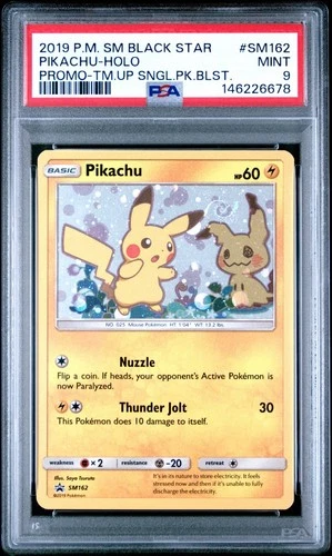 *GALAXY SWIRL* PSA 9 2019 Pokemon Pikachu Holo SM162 Team Up Promo Black Star
