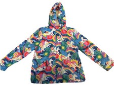 Mini Boden Girls 9-10Y Unicorn Rain Jacket Fleece Lined Hooded Coat