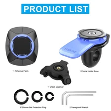 Motorcycle Mirror Phone Mount Anti-Theft Clamp 10-14mm with Vibration Dampener