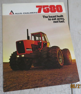 NICE VINTAGE 1980 ALLIS CHALMERS 7580 4WD TRACTORS SALES BROCHURE 2pg Fold Out