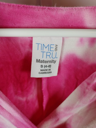 Time & Tru Maternity Top Sz L Tie-Dye Short Sleeve Casual Pregnancy Shirt NEW - Picture 2 of 6