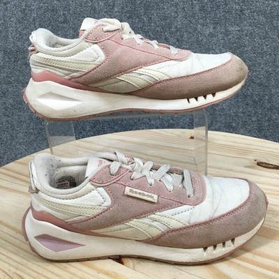 Reebok Shoes Youth 3 Forte Racer Running Sneakers White Pink Lace Up AR30155S