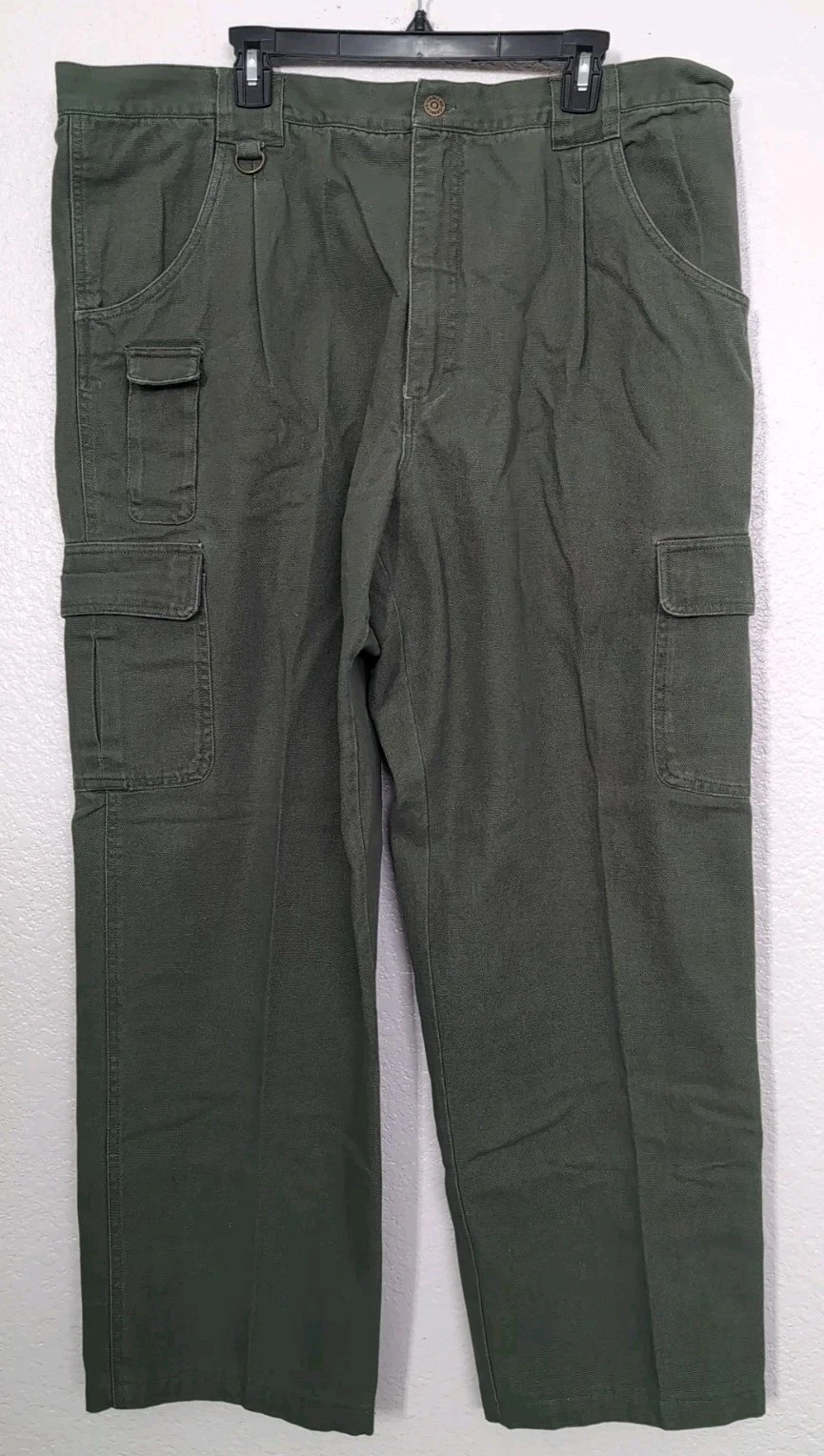 Cabela‘s Mens Hiking Pants 42x30 Green 7 Pockets Cargo Cotton Canvas Hunting