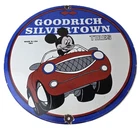 Vintage Goodrich Silvertown Tires Sign - Porcelain Gas Pump Station Sign