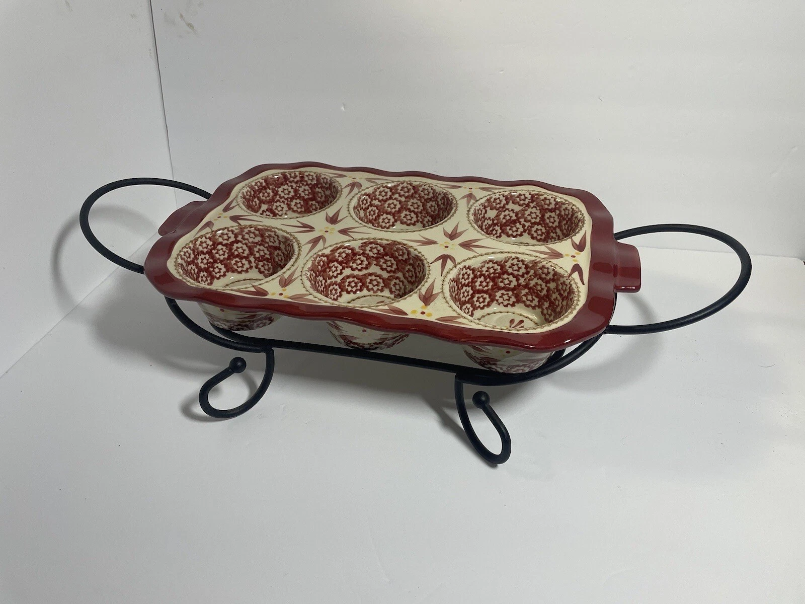 Temp-tations by Tara Old World Cranberry 6 Cupcake Muffin Pan Bakeware w rack