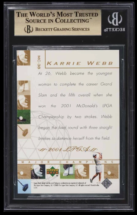 Karrie Webb BGS 9.5: 2003 Upper Deck Major Champions '01 LPGA Rookie POP 3 Foto 2 de 3