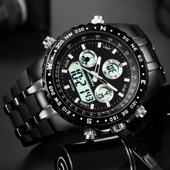 Reloj de Pulsera Para Hombre Cuarzo LED Digital Cron grafo A Prueba de Agua Lujo
