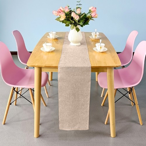 Mesa de yute arpillera rústica cubierta de tela mesa de comedor decoración de fiesta - Imagen 59 de 61