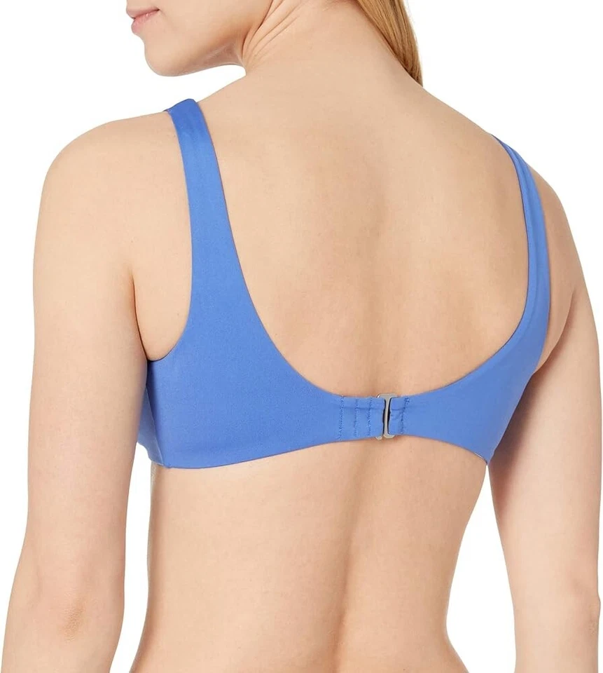 NWT! Dolce Vita Women's Sz S Knot Front Scoop Neck Crop Swim Bikini Top Blue - Image 2 of 4