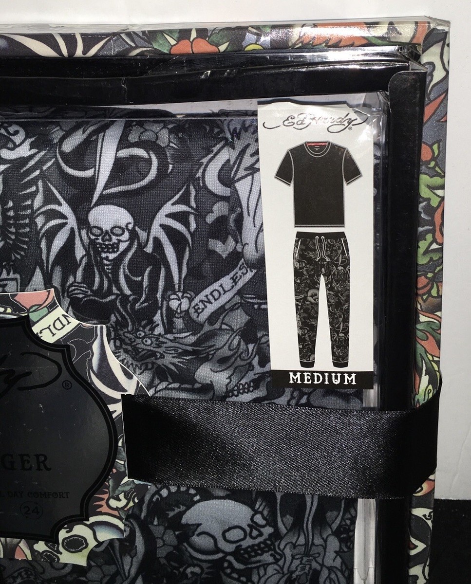 ED HARDY MENS 2-Piece LOUNGE JOGGER SET Crew Top & Jogger Pants Sz