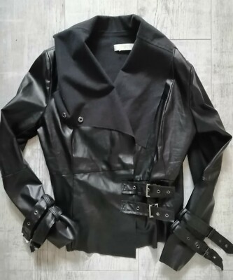 CELIO ORCHID Faux LEATHER Biker BIKE Jacket BLACK Waterfall