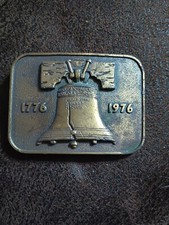 Vintage American Bicentennial Liberty Bell Belt Buckle 1776 - 1976 USA