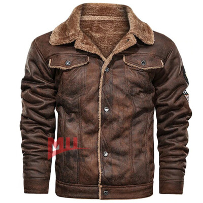 Handmade Men's Brown Cowhide Leather Jacket, Fashion Bomber Jacket With Fur