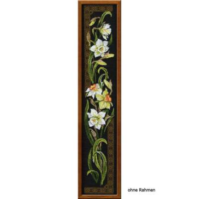 Riolis Kreuzstich-Set 'Narzissen' – Komplettset Mit Garn, Nadel & Anleitung, 20 X 92 Cm