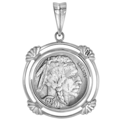 925 Sterling Silber 5 Cent Nickel Münzeinfassung Muschelrand 21 mm Krappenboden