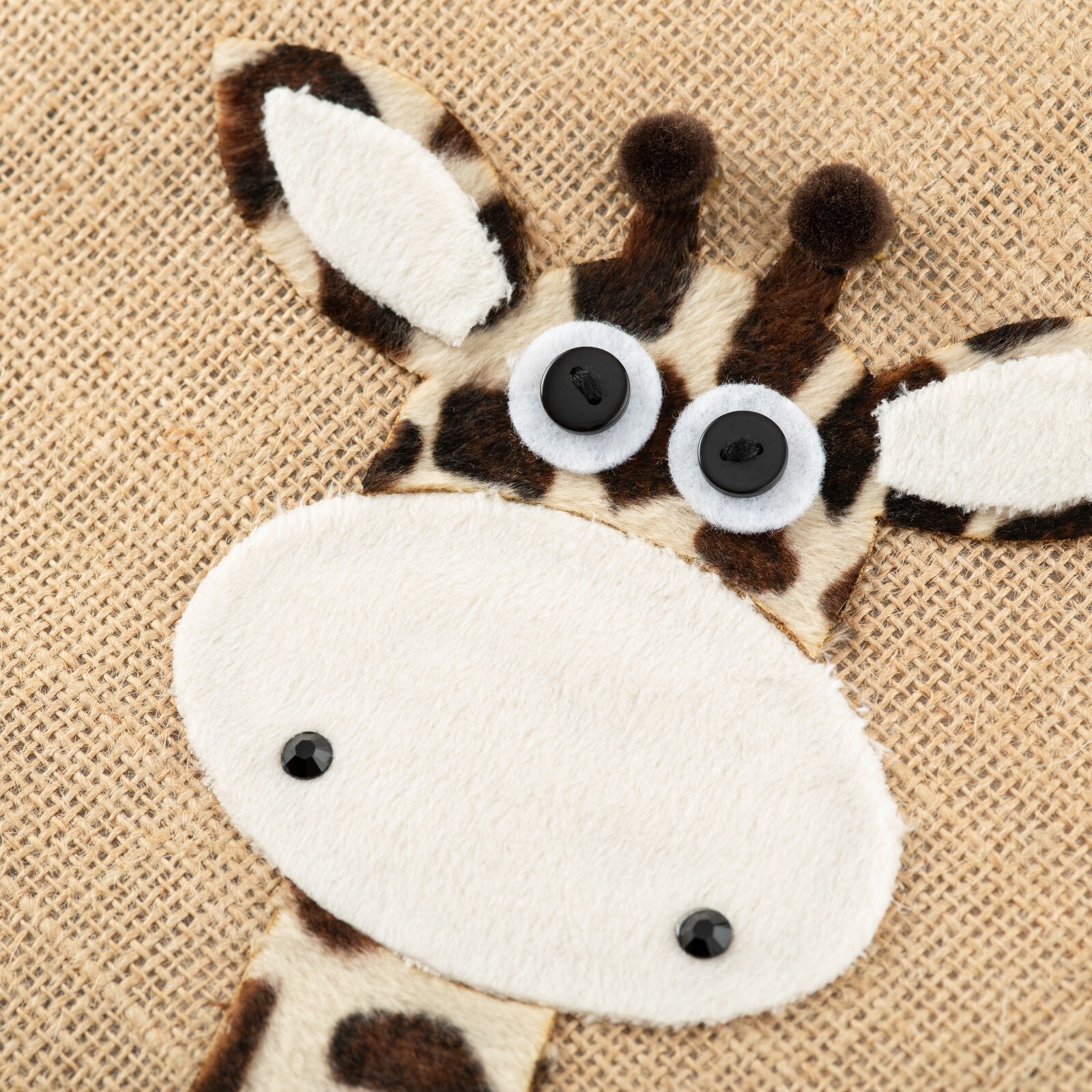 Large Natural Jute Hessian Animal Shopping Bag Shopper - Peekaboo Giraffe Design image 2