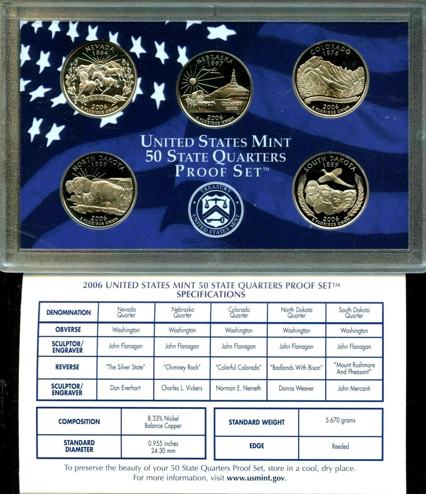 2006-S US Proof State Quarter Mint Set 5 Coins BU CN CLAD 21uto0305 - Image 3 of 4