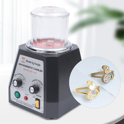 Mini Magnetic Tumbler 100mm Jewelry Polisher Finisher Machine Time Control USA