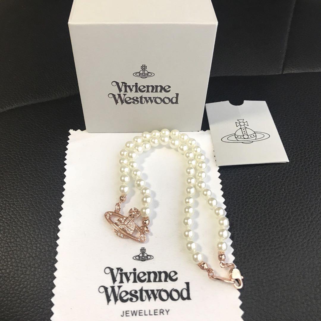 Vivienne Westwood Necklace Mini Bas Relief Pearl Choker Rose Pink