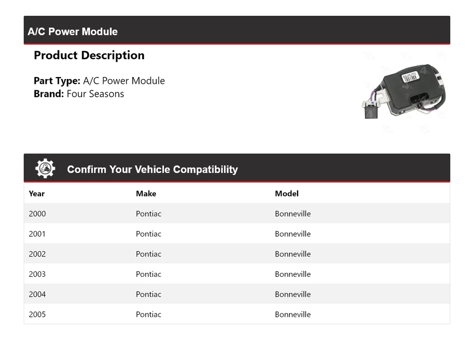 Módulo de alimentación de aire acondicionado para Pontiac Bonneville 2000-2005 4 estaciones 2001 2002 2003 2004 Foto 2 de 4