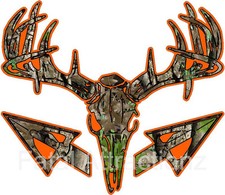 Camo Orange Deer Skull S4 Arrows Vinyl Sticker Decal Hunting Buck Bow Whitetail Camo Orange Deer Skull S4 Arrows Vinyl Sticker Decal Hunting Buck Bow Whitetail