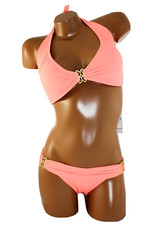 PQ PilyQ Halter bikini set D cup top  S bottoms in pink enjoy 