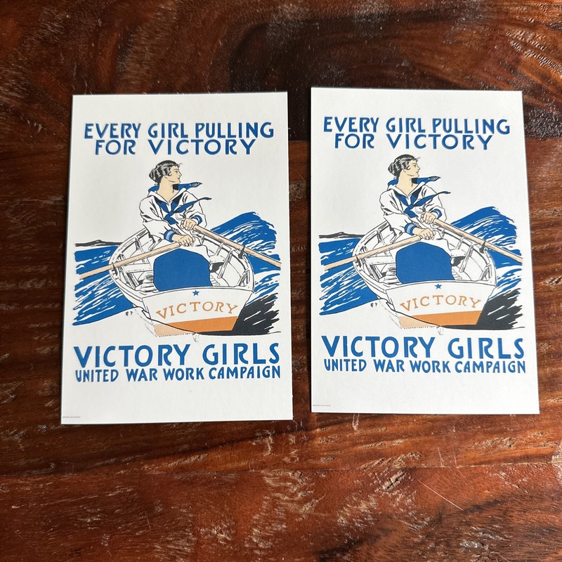 every girl pulling for victory 1918 UNITED STATES PROPOGANDA Lot Of 2 Postcards