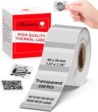 40×30mm Transparent Paper Self-Adhesive Thermal Label for Thermal Printer US
