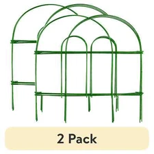 (2 pack) 18in H x 8ft L Green Steel Folding Fence, Collapsible, Rust Resistant