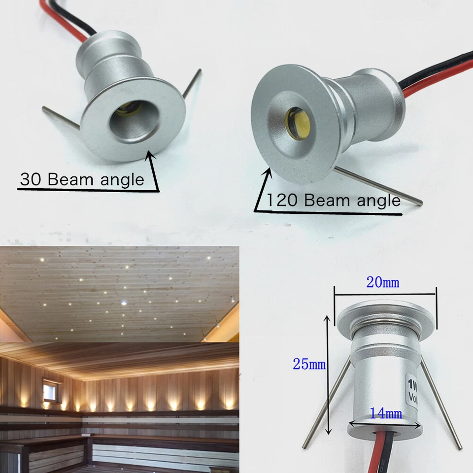 Downlights de techo empotrados LED empotrados de 1W 10/20 piezas lámpara DC12V gabinete de cocina Foto 4 de 4