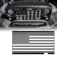 Black＆White Grille Insert with American Flag For 2007-2018 Jeep Wrangler JK JKU
