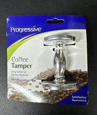 Progressive Two Sided Espresso Coffee Tamper  base Silver Heavy For Easy Tamping