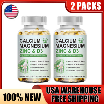 Zinc Magnesium Calcium & Vitamin D3 Complex For Immune & Bone Health - 2 Packs