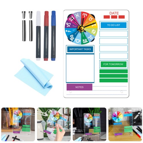 3 Sets Whiteboard Tabletop Trockener Löwebrett Acryl -Memo -Board mit Uhr ohne - Bild 7 von 12