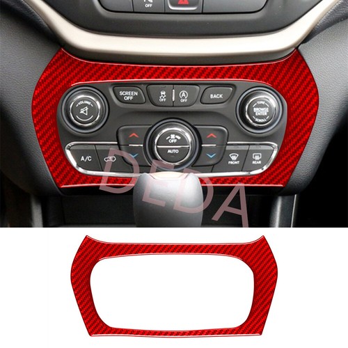 Multimedia Air Conditioning Panel Trim For Jeep Cherokee 2014-18Red Carbon Fiber - Bild 1 von 13